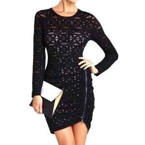 BCBGMAXAZRIA | Alesandra Dress Nude Underlay Side Zipper Dress Women's Size XS